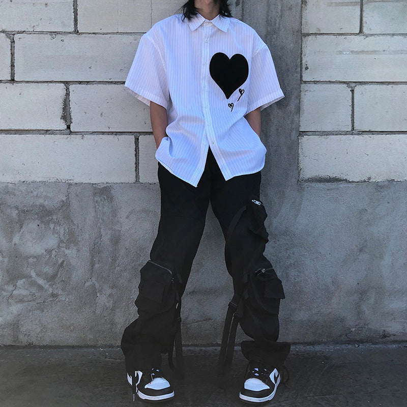 High Street Streamer Trousers Fried Street Overalls With Tied Feet